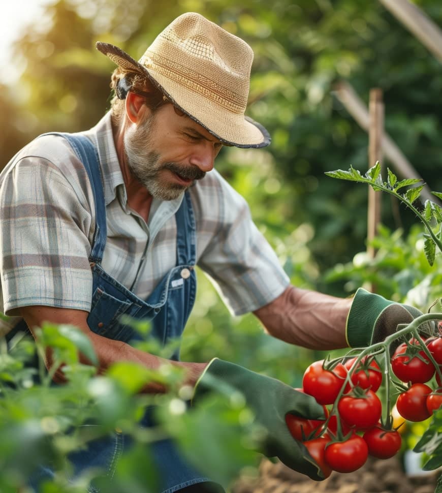 Farmer working with care